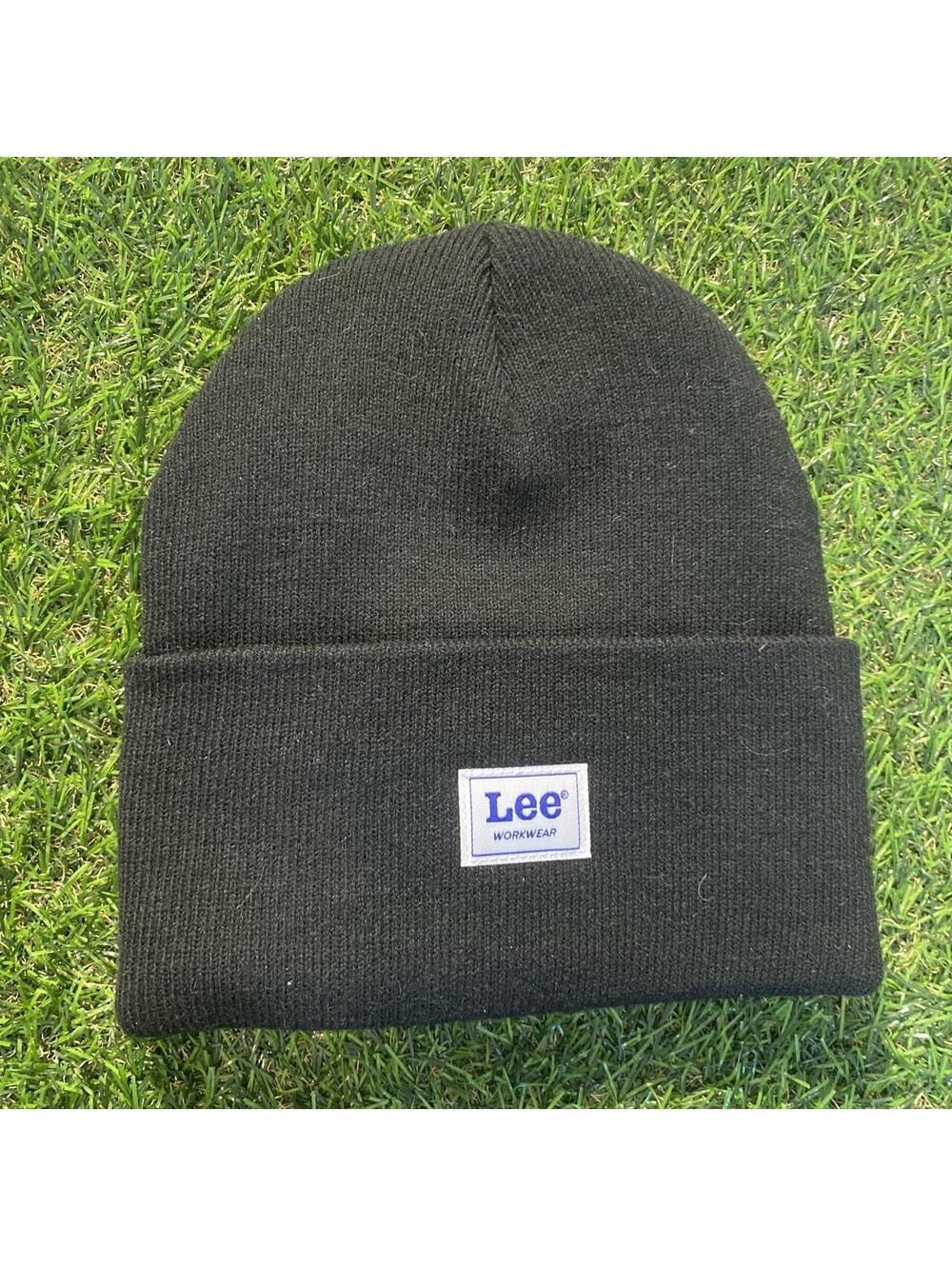 Lee black beanie with blue logo